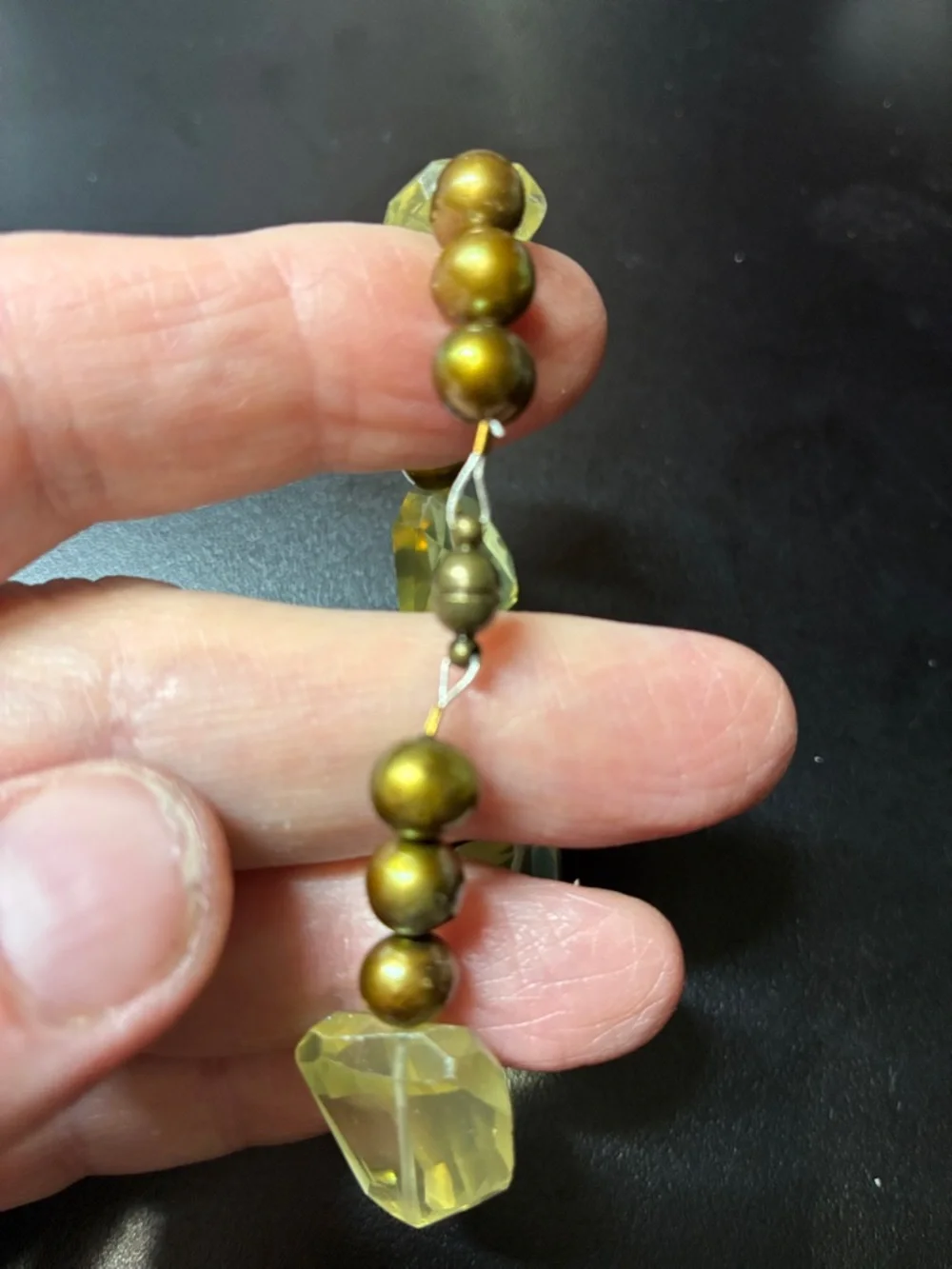Israeli Cut natural lemon quartz gemstone and pearl magnetic clasp Bracelet - Picture 15 of 16